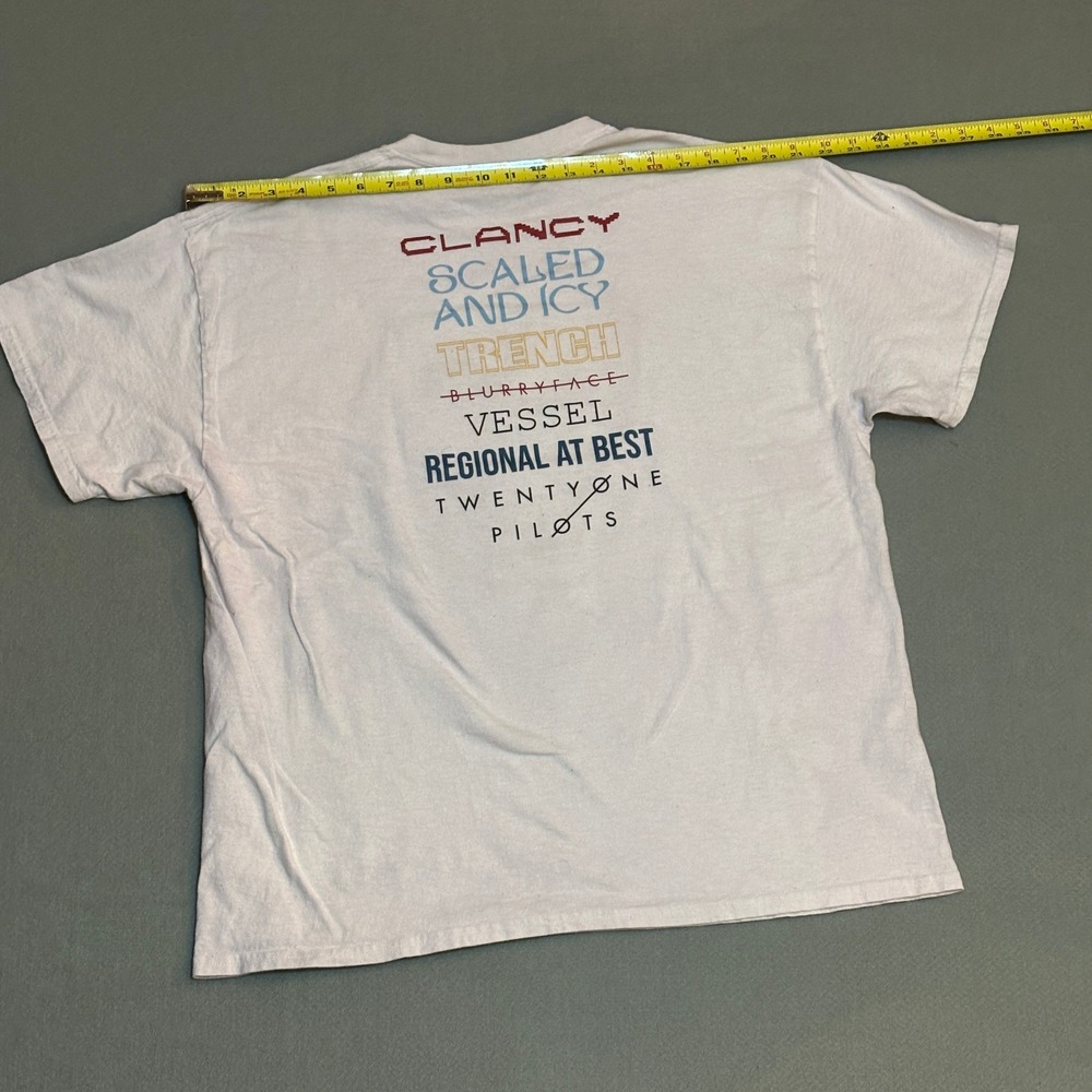 Twenty One Pilots Clancy Scaled and Icy Discography White Graphic T-Shirt  XL
